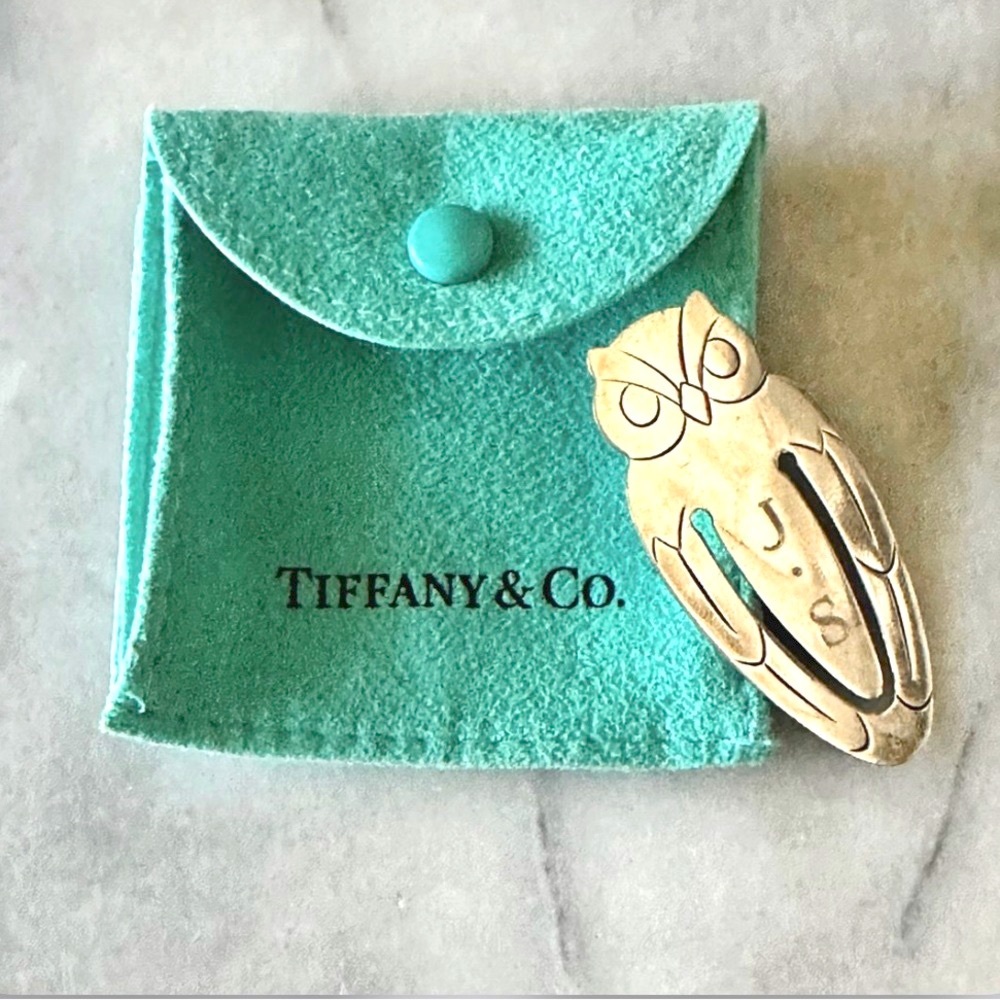 Vintage Tiffany & Co. Sterling Owl Bookmark with Tiffany Pouch